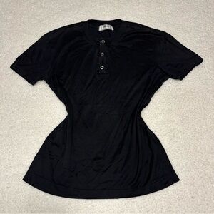 Versace Intimo Women Black Henley Short Sleeve T-shirt